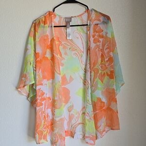 Chico's Orange Asymmetrical Blouse Relaxed Fit